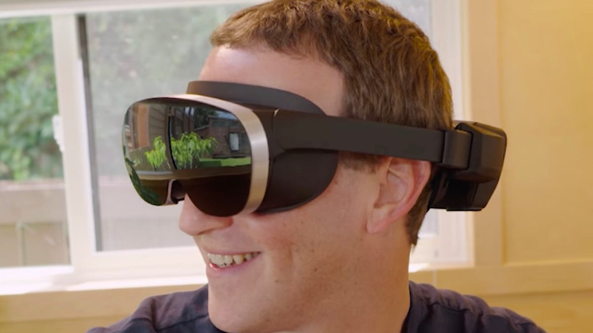 Mark Zuckerberg reveals prototype of new mixed reality device.